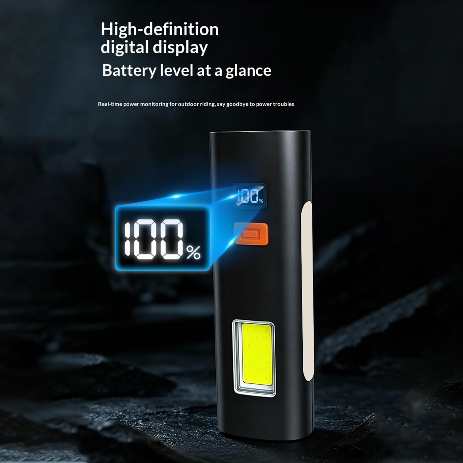 ABS 500LM Luce per bici Tipo-C Ricaricabile Faro per bicicletta | EcoGleam 500LM Luce per bici per batteria 18650 Tipo C Ricarica COB Lampada laterale Regolazione della luce a sei livelli