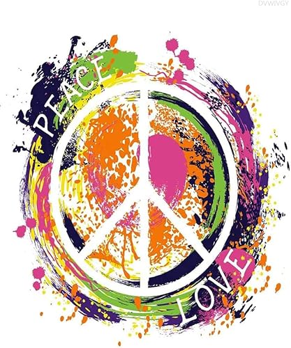 DVWIVGY Kit de pintura de diamante 5D con símbolo de paz hippie para adultos y niños, acuarela, estilo colorido, bricolaje, pintura por números, kit