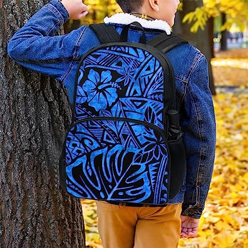 AmzPrint Polynesian Hibiscus Print Backpack Hawaiian Tropical Floral Bookbags For Teenage Girls Blue Elementary School Bags4