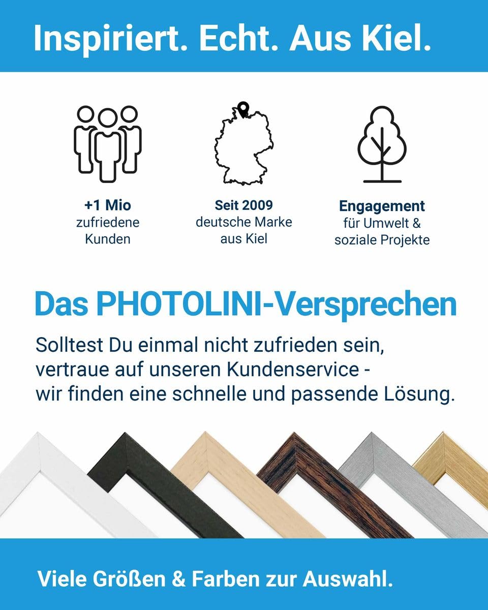 PHOTOLINI Bilderrahmen 50x70 Holz MDF Natur 3er Set, 50x70 cm Bilderrahmen groß, Rahmen 70x50 Puzzle, bruchsicheres Acrylglas, picture frame zum Aufhängen, Fotorahmen für Fotos, Puzzle & Poster