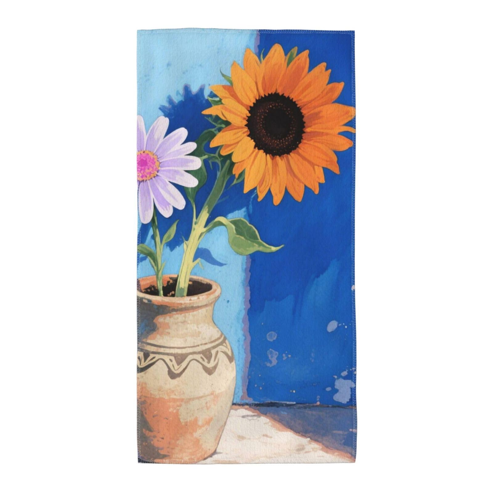 FekiLoot Absorbent Hand Towels 12"X24" Decorative Bathroom Towel Soft Microfiber Face Towel Daisy Sunflower Dish Kitchen Towels for Bathroom Kitchen Hotel Spa Bath Towels