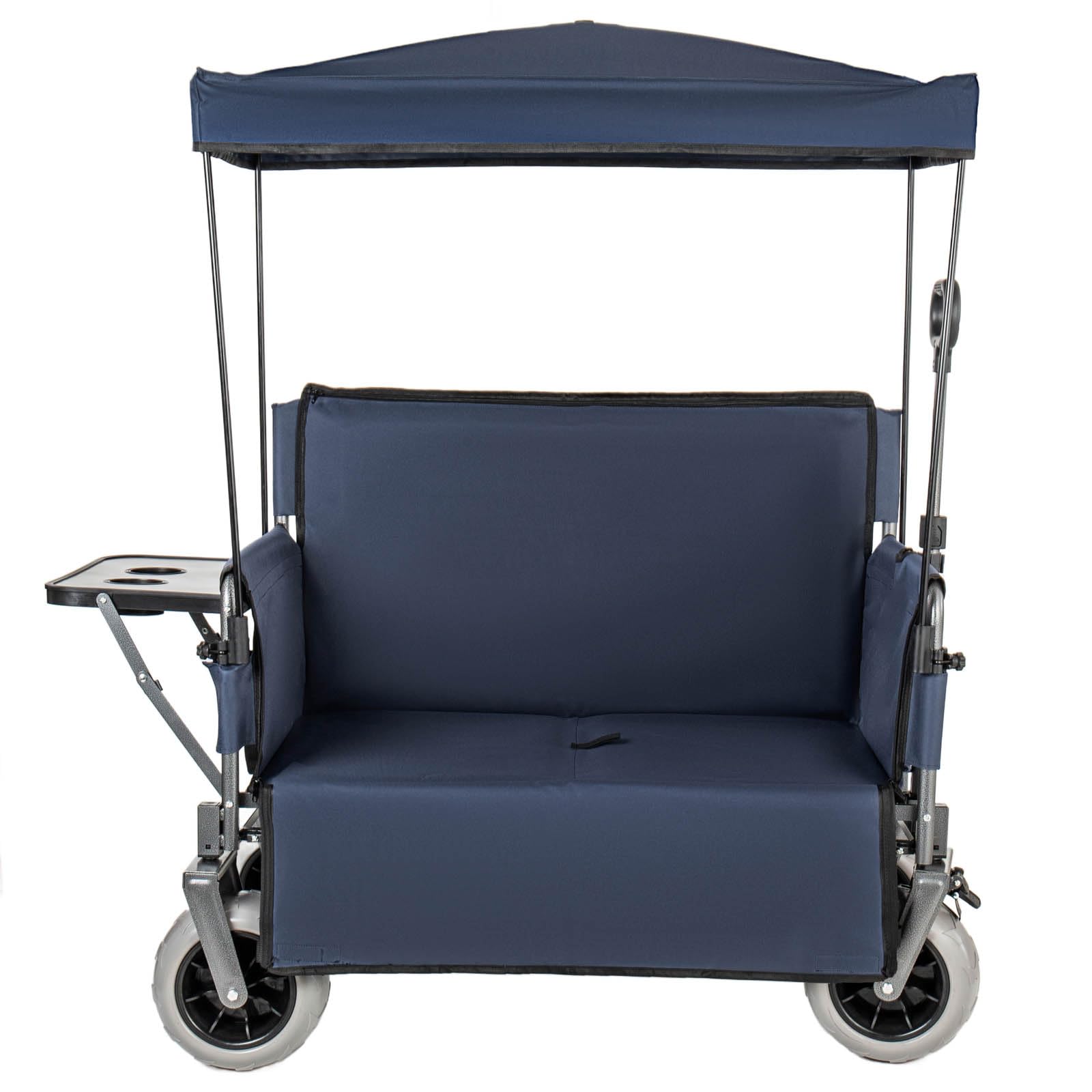 Carro utilitario plegable 3 en 1 resistente con toldo de 500 libras para camping, playa, jardín y pesca, ruedas AllTerrain, color azul para exteriores