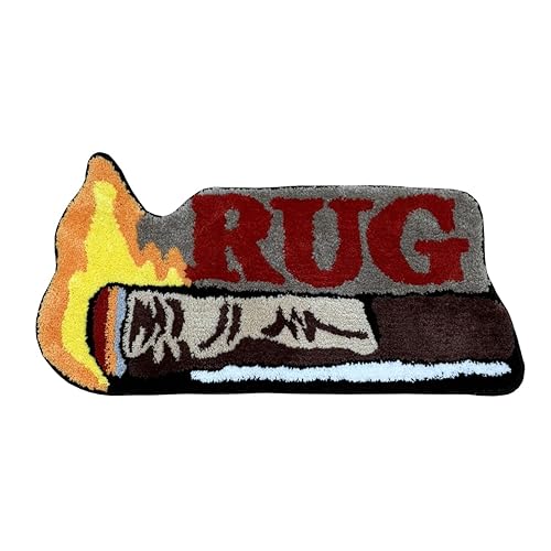 LAKEA Flame Tufted Rug, Cartoon Smoking Stick Shape Carpet, Soft