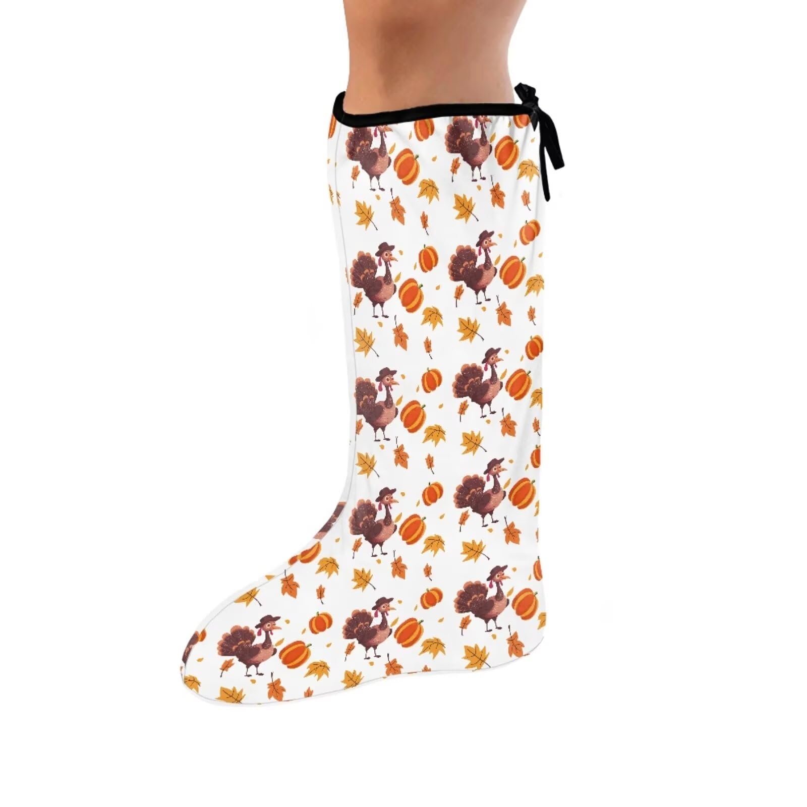 LedBack Thanksgiving Cast Cover Leg Turkey Cast Protector Pumpkin Cast Socks Over Cast for Women Decorative Socks, Size S