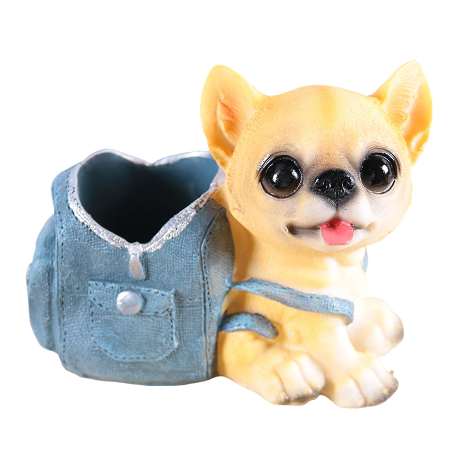 SHYYOULQE Dog Shape Pencil Cup Decorative Resin Pen Container Desktop Pen Organizers Makeup Brush Stand Desk Decoration Dog Themed Desk Accessory