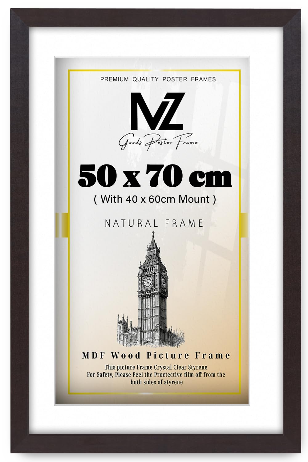 Mz Goods Mahogany | Rectangle (50 X 70 Cm) With 60 X 40 Cm White Mount Eton Wood Frame – 28 X 20 Frame [ ]
