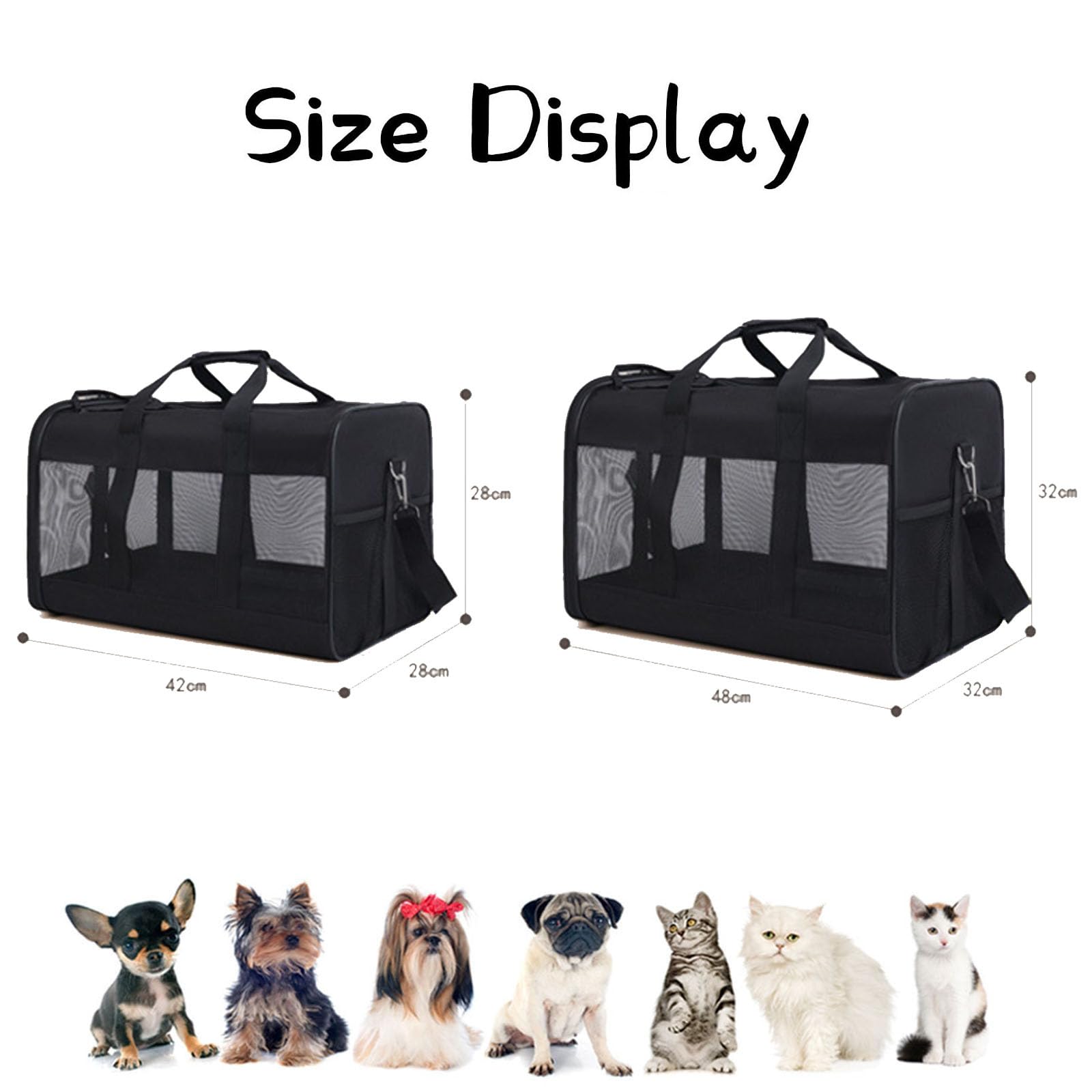 Transportin Gato Perro Pequeño, Bolsa Transporte Mascotas Transportin Gato Plegable Transpirable Duradera Bolsa de Transporte para Cachorros y Gatitos, Viaje, Paseo (48x32x32CM,Morado)