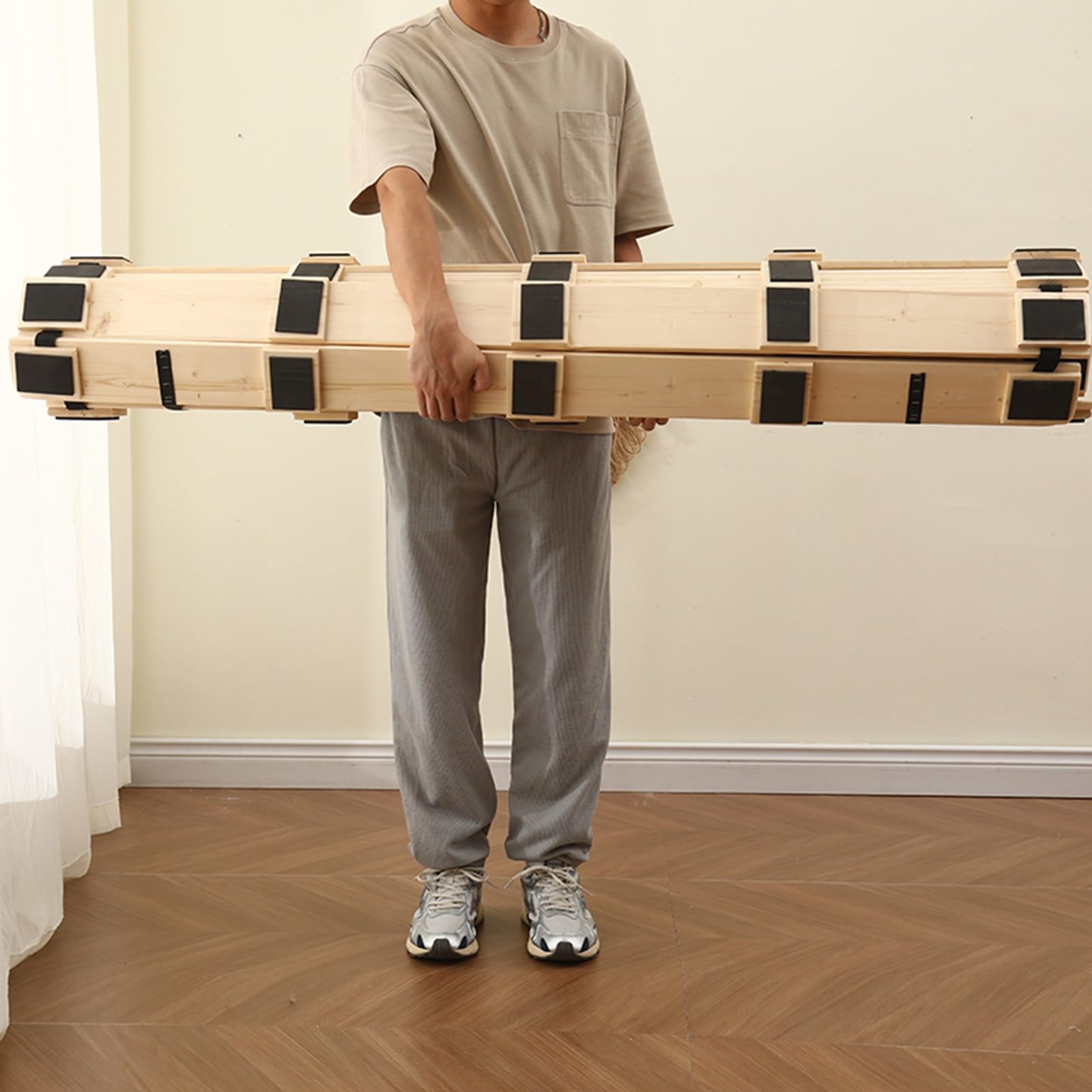 Roller Slats for Bed Twin Full Queen King, 200 180 150 135 120 100 80 60 CM Mattress Support Replacement Wood Bunkie Board with Nylon Belt, Camper Foldable Bed Boards(WxL 31.5x74.8 inch(80x190 cm))