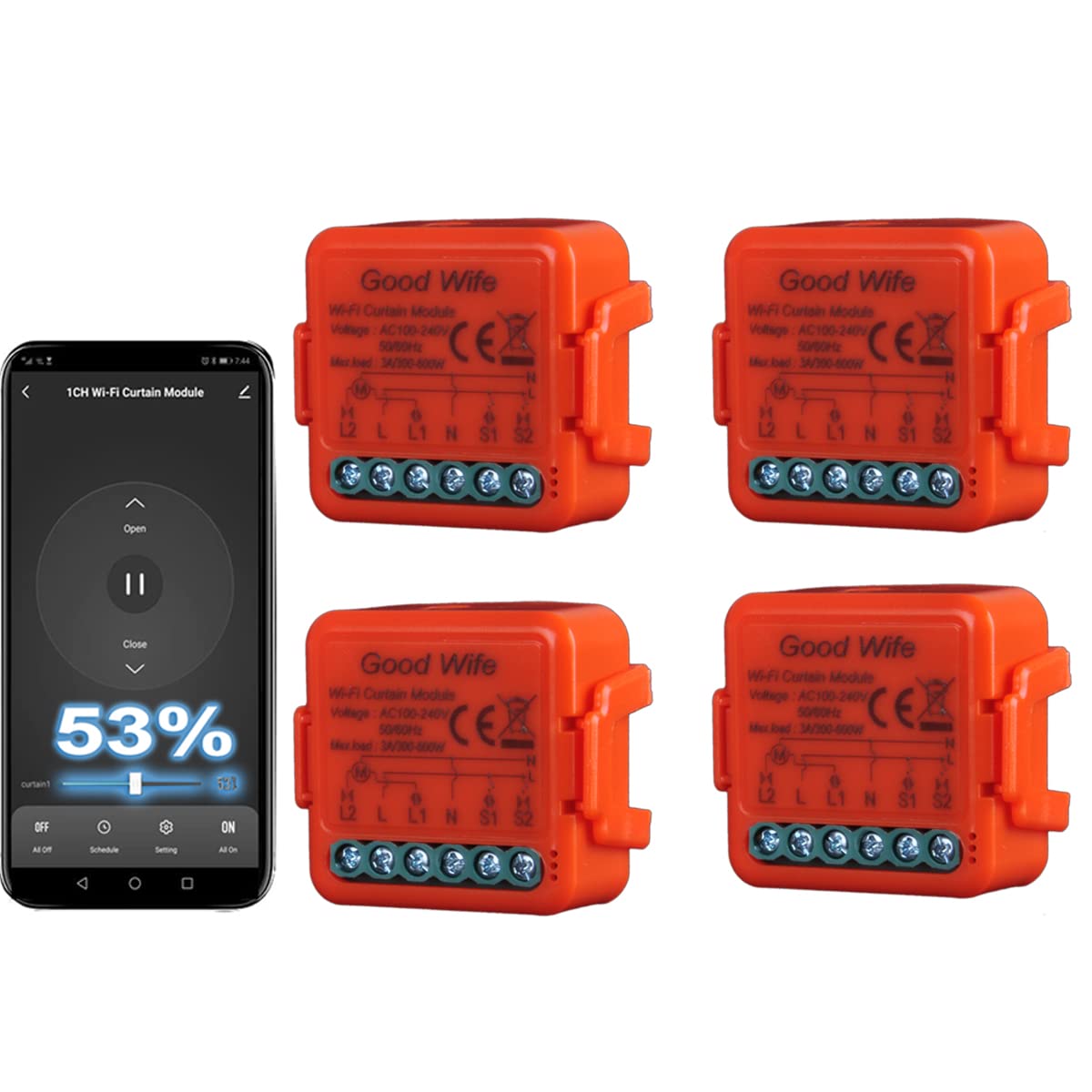 Good Wife Interruttore Tapparelle WiFi, Modulo Comando per Tapparelle Elettriche, Controllo Vocale con Alexa e Google Home, App Smart Life, Timer Switch per Persiane Avvolgibili e Tende, 300W