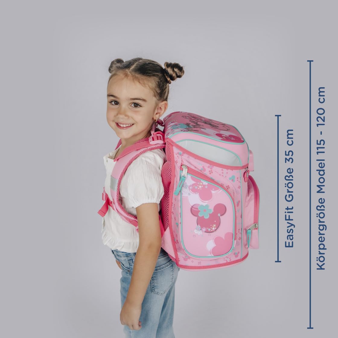 Undercover Schulranzen Set 5-TLG Disney Minnie Mouse Mädchen 1. Klasse - Mit personalisiertem Inhalt - Schultasche mit Turnbeutel Federmappe für Grundschule