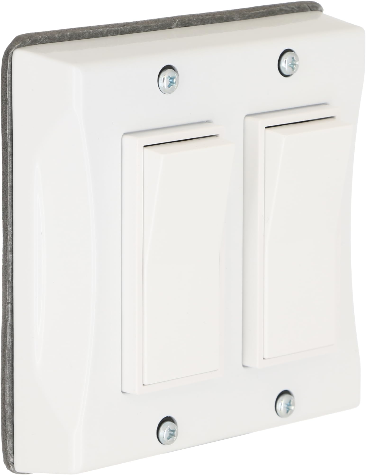 TayMac 5127-1 2-Gang Weatherproof Decorator Switch Cover, Vertical, White