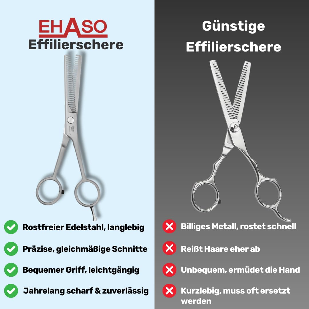 EHASO doppelseitige Effilierschere Rostfrei, 17cm mit 30er Zahnung