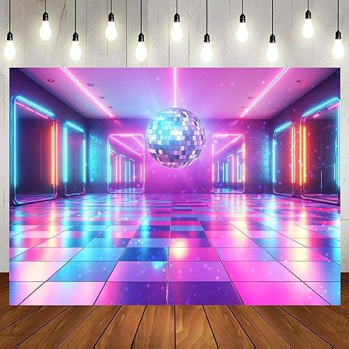 Miniatura 5 de Fondo de decoración de discoteca, retro brillante, fiesta de los años 70, 80, 90, temática, escenario, baile, decoración de fiesta, pancarta de