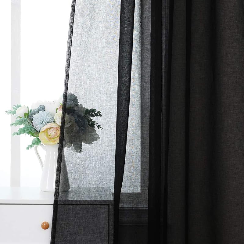 MIULEE 2 darabos voile függöny szett, átlátszó fényáteresztő függöny, füles dekorációs függöny hálóhoz és nappalihoz
