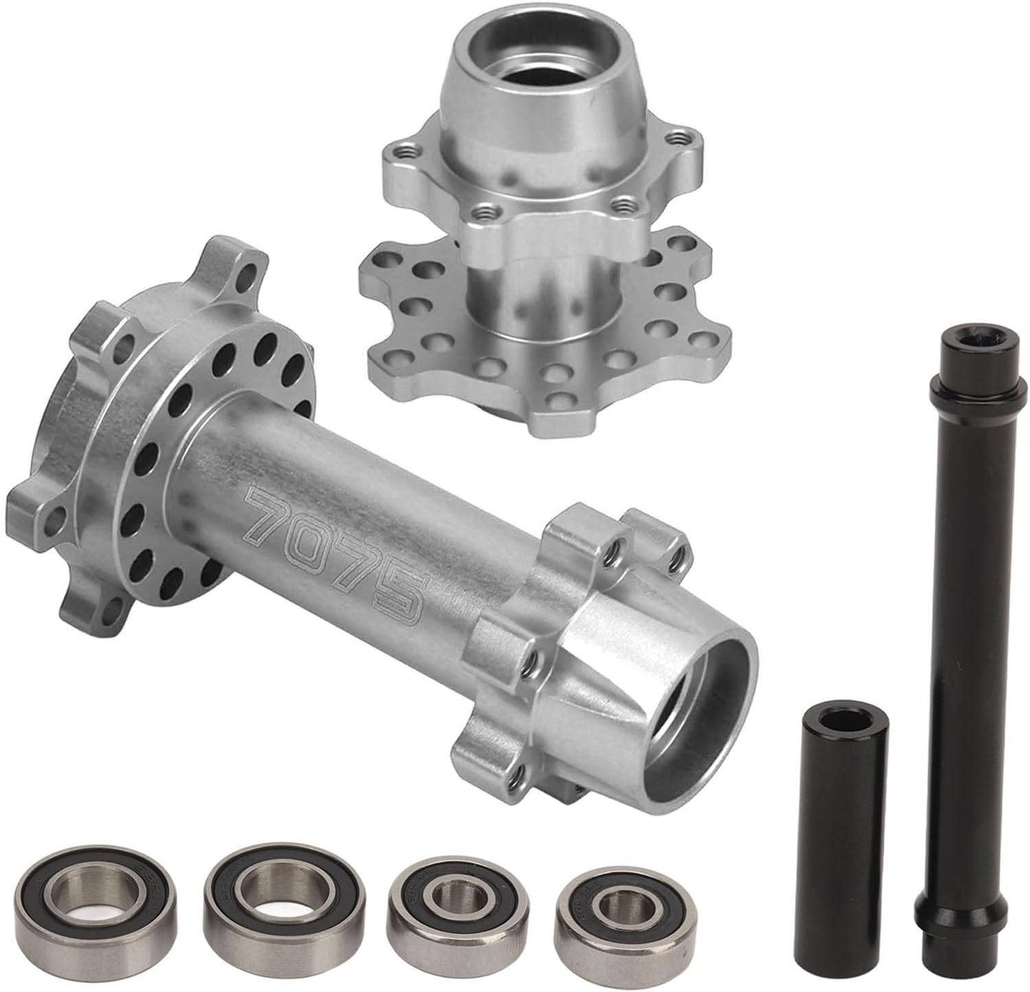 Aluminum Alloy Motorcycle Front Rear Wheel Hex Hub, High Strength Front Rear Wheel Hub Hex Applicable Compatible with LOSI 1/4 Promoto MX Electric Motorcycle (Silver)
