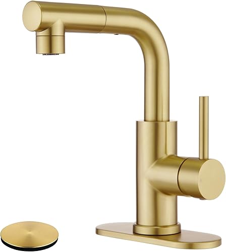 Miniatura 1 de Grifo de fregadero de barra, grifo de baño dorado con drenaje emergente, grifos de cocina con rociador extraíble para RVcámperbar, grifo de utilidad