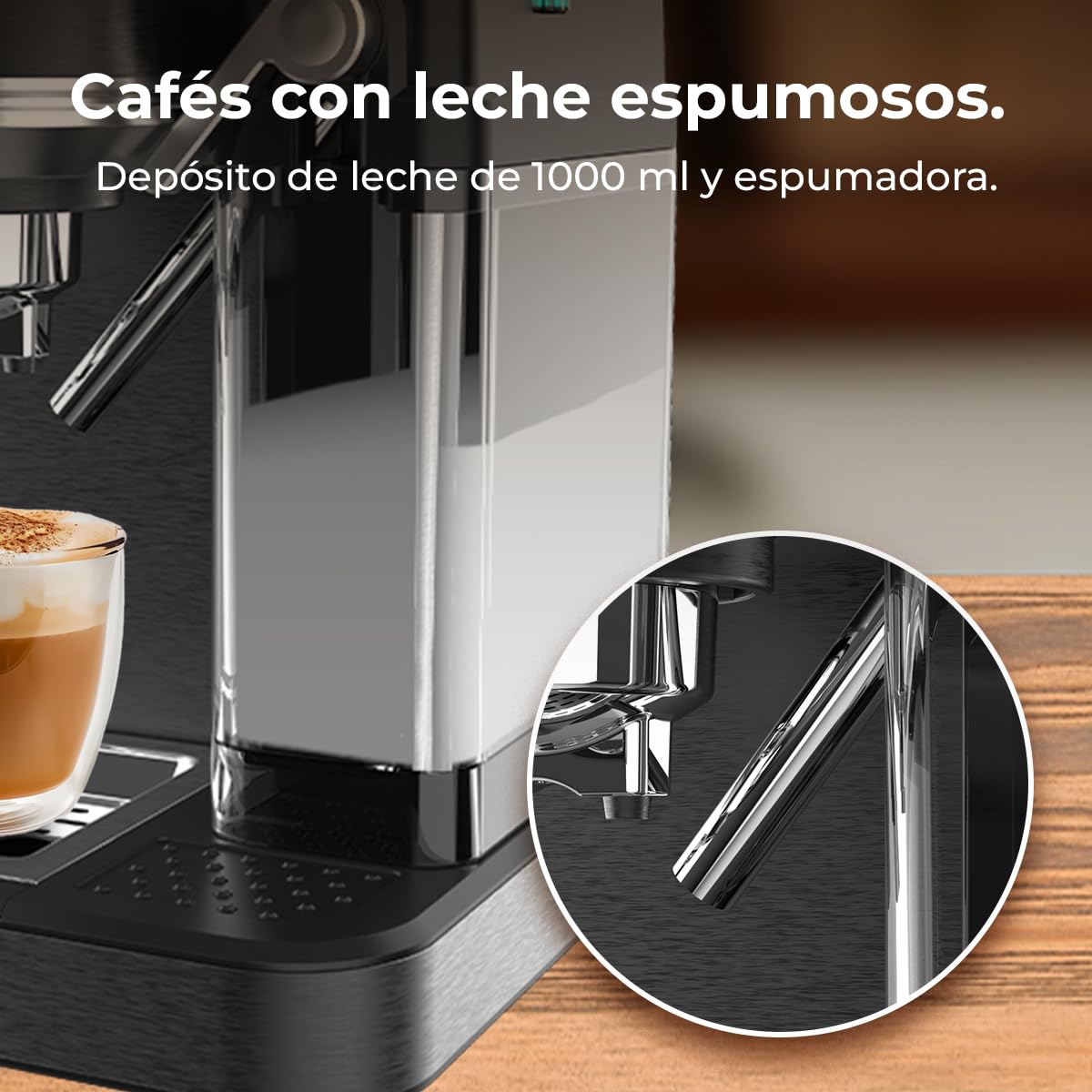 Cecotec Ekspresy do kawy Cafelizzia ColdBrew Latte Półautomatyczne ekspresy do kawy 1350 W, 20 barów, ColdBrew, kolorowy ekran dotykowy, zbiornik na wodę 1,2 l i 1000 ml mleka, podgrzewacze, podwójne