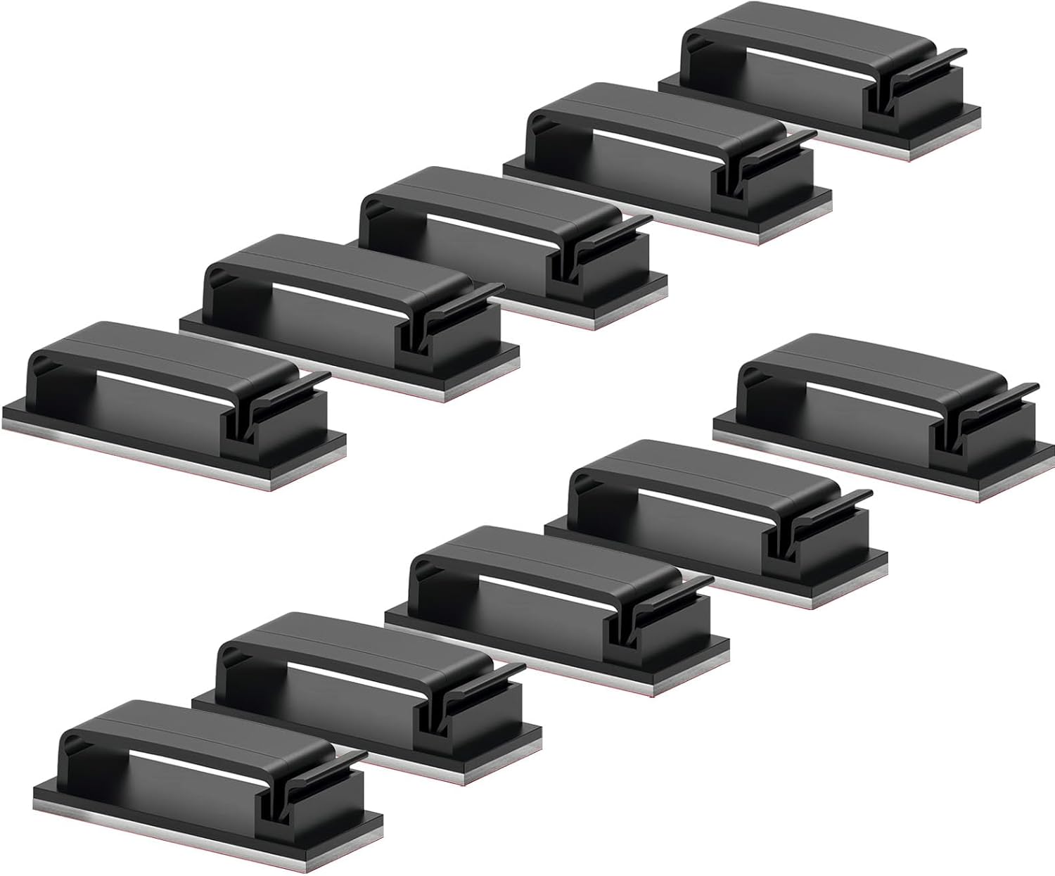 20pcs Self Adhesive Cable Management Clips, Cable Organizers Wire Clips Cord Holder for TV, PC, Under Desk, Home Office, Black