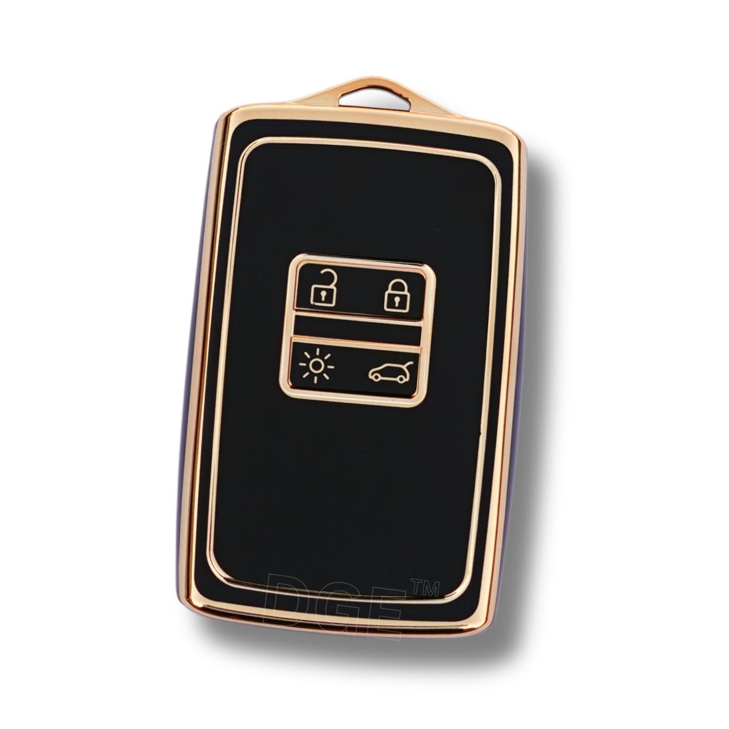 DGE® TPU Key Cover Compatible with Renault | Triber | Kiger | New Kwid | Smart Key with 4 Button Flip Key (Black/Gold) | Anti-Scratch & Shockproof Key Case