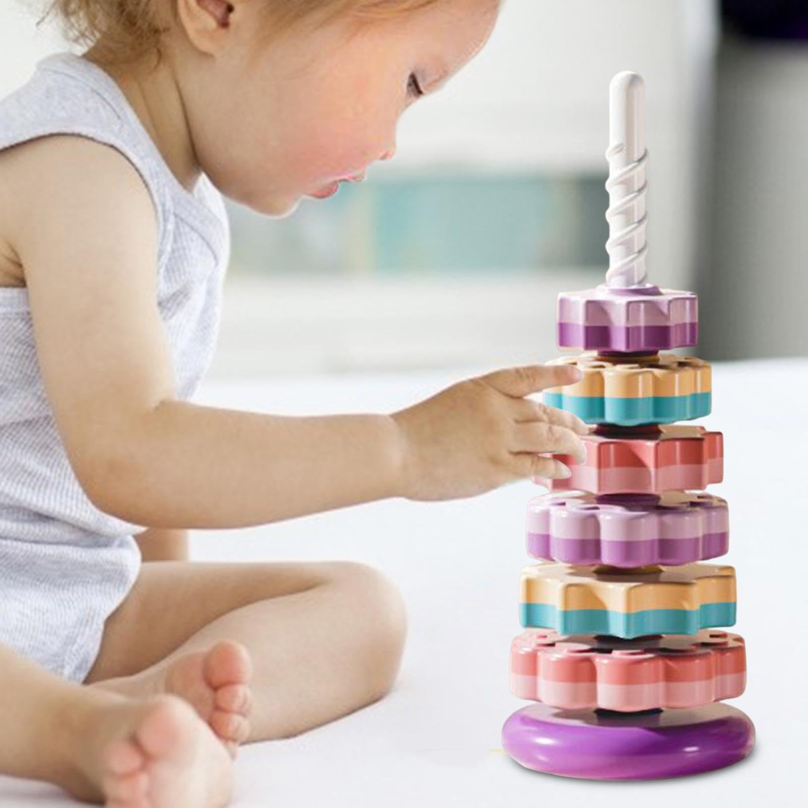 Sharplace Gioco Impilabile per Neonati, Sviluppo Interattivo, Smistamento, Gioco Impilabile per Bambini per L'esplorazione Tattile, Conteggio, Viola