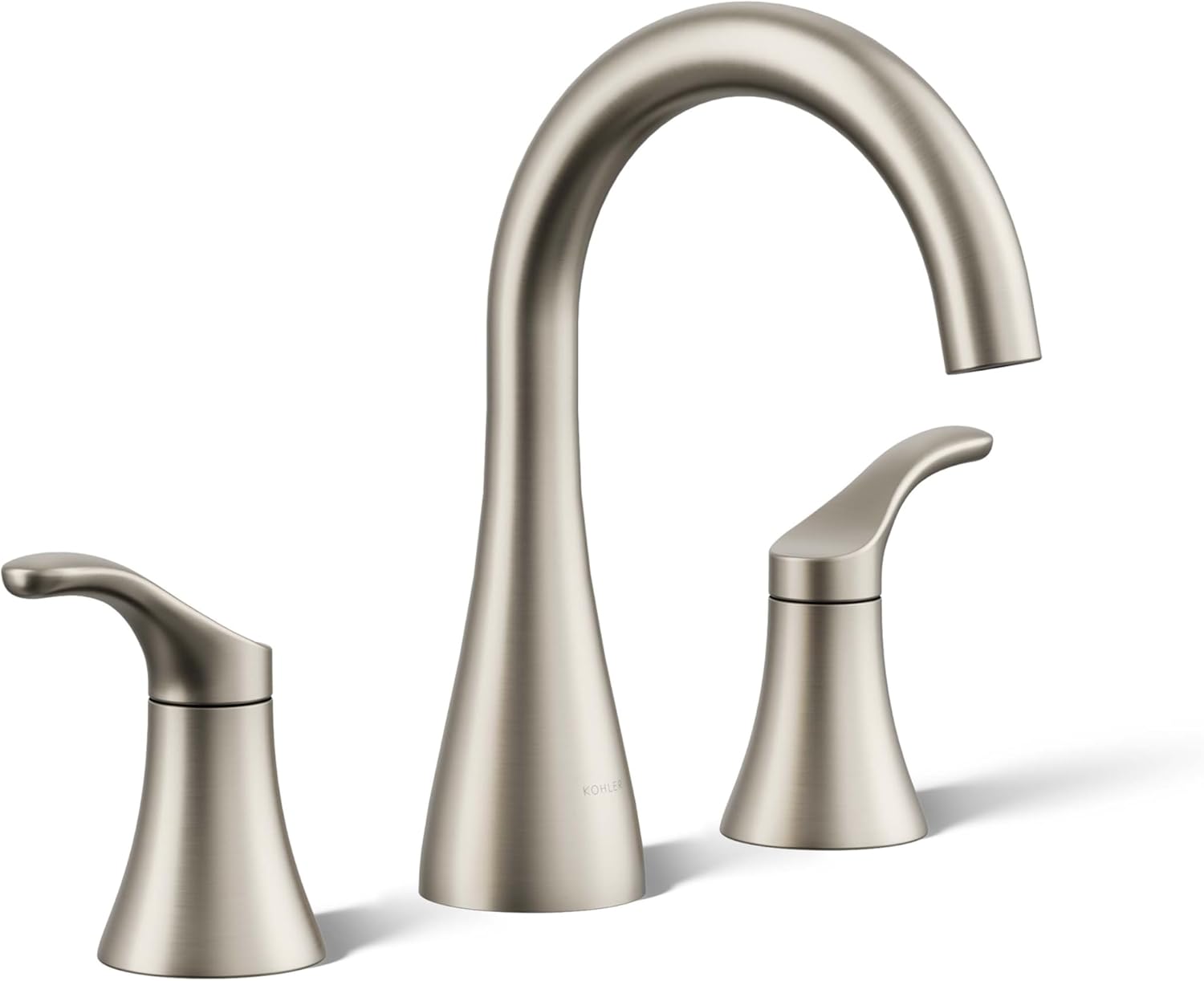 KOHLER K-27390-4N-BN Simplice® Widespread Bathroom Sink Faucet, Two Lever Handles and Clicker Drain, Bathroom Faucets, 0.5 GPM, Vibrant Brushed Nickel