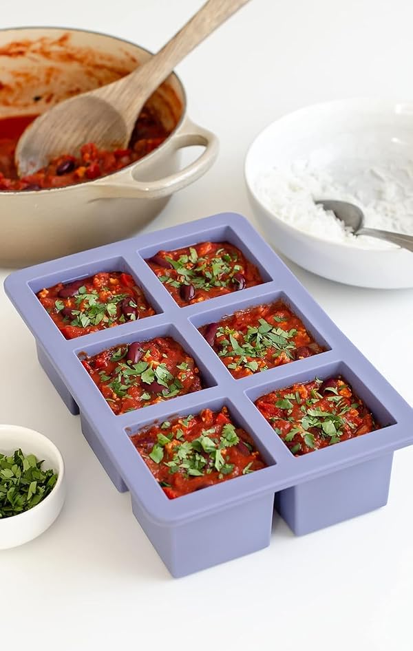 W&P Cup Cubes Silicone Freezer Tray with Lid, Blue, Makes 6 Perfect 1-Cup Portions, Freeze & Store Soup, Broth, Sauce, Leftovers, Dishwasher Safe by W&P - Image 7