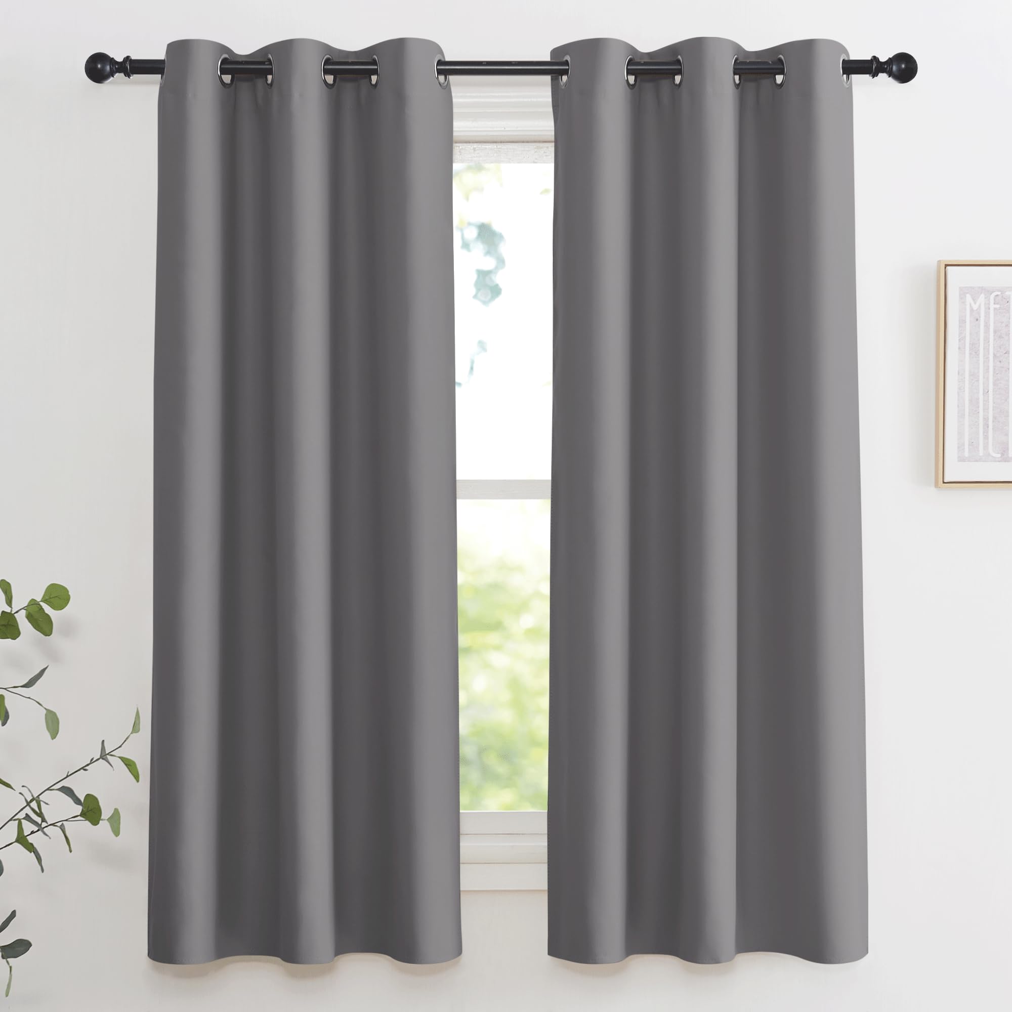 Rideaux occultants contre la chaleur et lumière KGORGE gris pour chambre