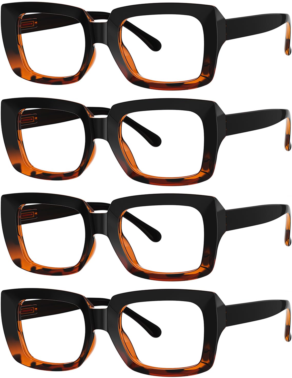 Eyekepper 4 Pack Stylish Reading Glasses Women - Oversized Square Readers Black/Tortoise +0.50