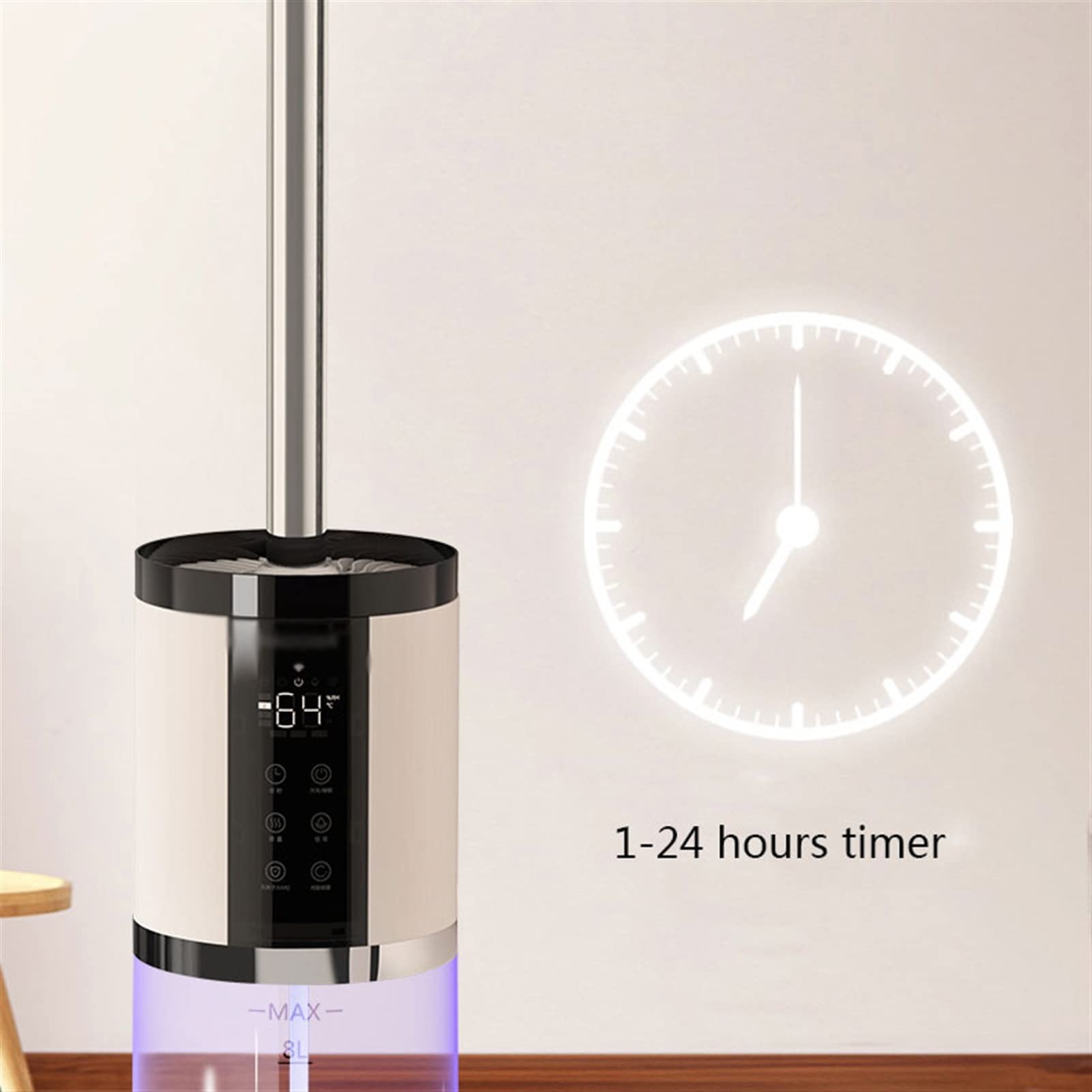 Umidificatore Ambiente Umidificatori domestici, spegnimento automatico, umidificatori silenziosi for aromaterapia di grande capacità, umidificatori da pavimento intelligenti con temporizzazione dell'u