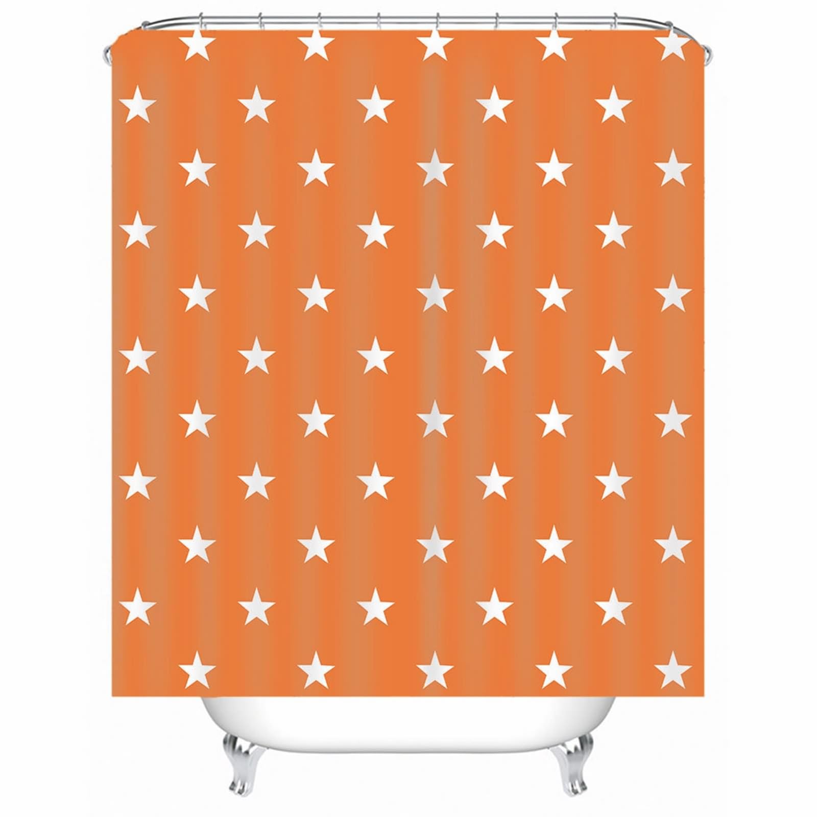 Rideau de douche original en tissu coton anti-effet ventouse orange