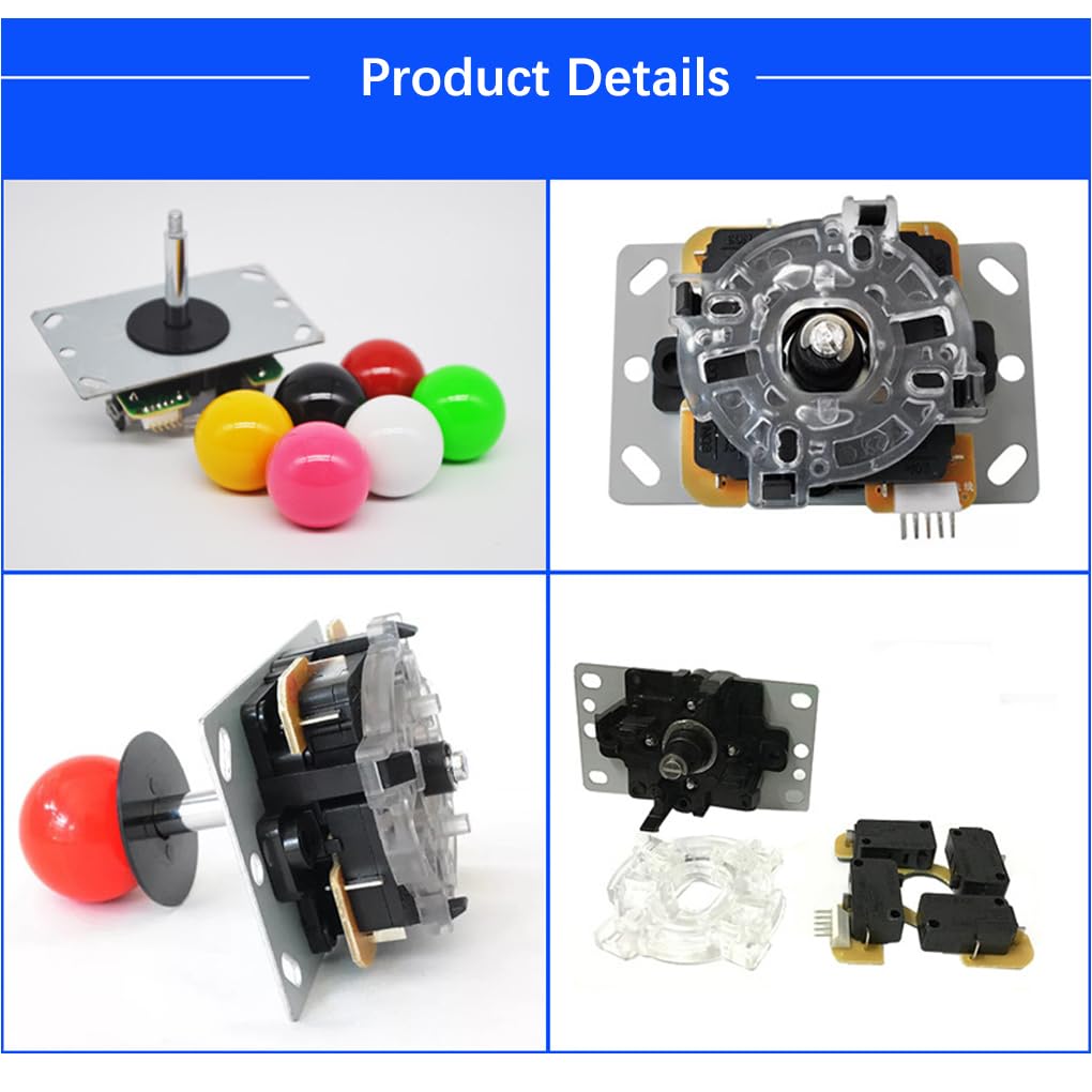 Juego de 10 accesorios basculantes para arcade, función de venta, palanca de mando, operación, herramientas de bricolaje, cero retardo, parte superior, color blanco