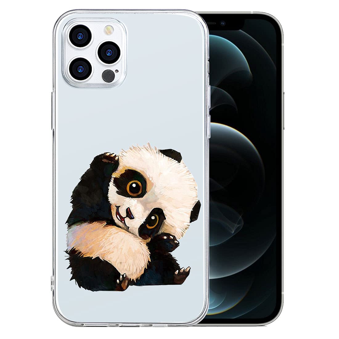 Yoedge Crystal Clear Designed Case Compatible with Samsung Galaxy A14 5G Case 6.8", Shockproof Transparent TPU Thin Silicone Bumper Protective Case, Cute Pattern Print for Girl Women Men, Panda