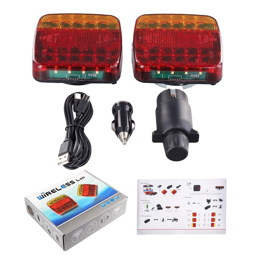 Magnetic LED Trailer Tail Light Kit, Square LED Trailer Rear Marker Light Signal Warning Brake Stop Turn Side Large Vehicle RV Truck Lorry
