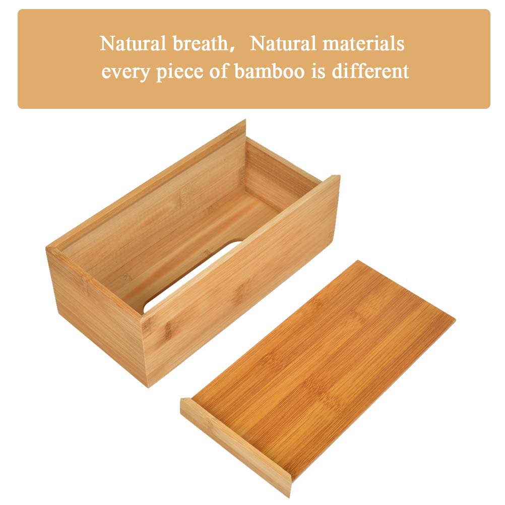 Boîte Mouchoirs Bambou Boîte à Mouchoirs En Bambou FOROREH - Distributeur Élégant Avec Fond Amovible 23x12x8cm Porte Mouchoirs Bois