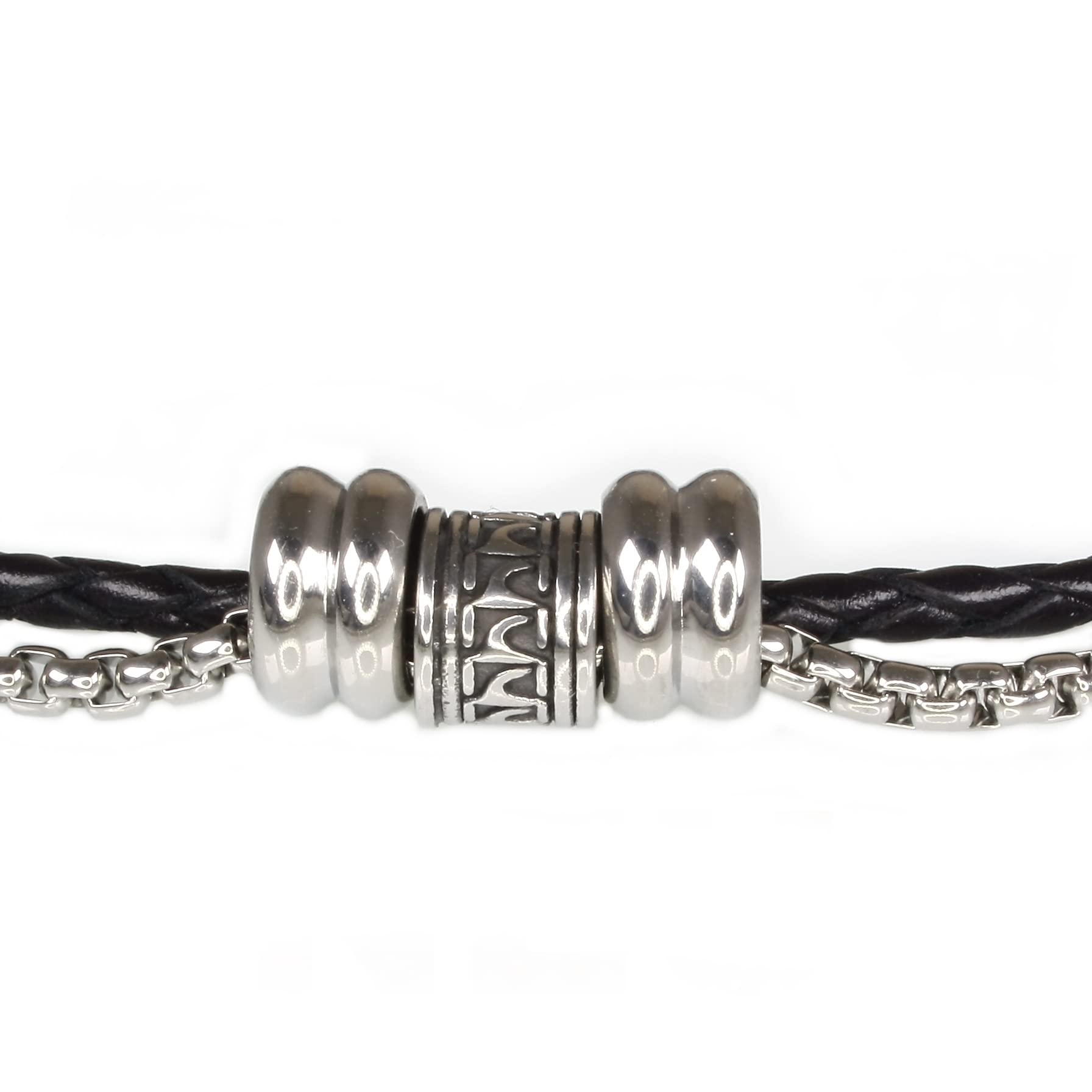 Halskette LES Leder Edelstahl F Schwarz Herren Damen