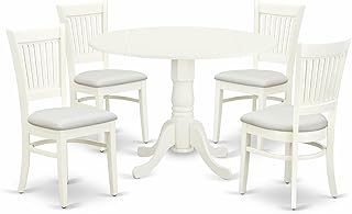 East West Furniture DLVA5-LWH-C 5 Piece Dining Table Set for 4 Includes a Round