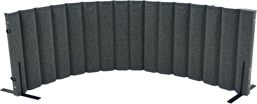 Versare VersiPanel Acoustical Partition Wall - Sound Panel Classroom Office Room Divider, Flexible Arrangement, Easy Roll-up Storage Grey, 8' Wide x 30" Tall