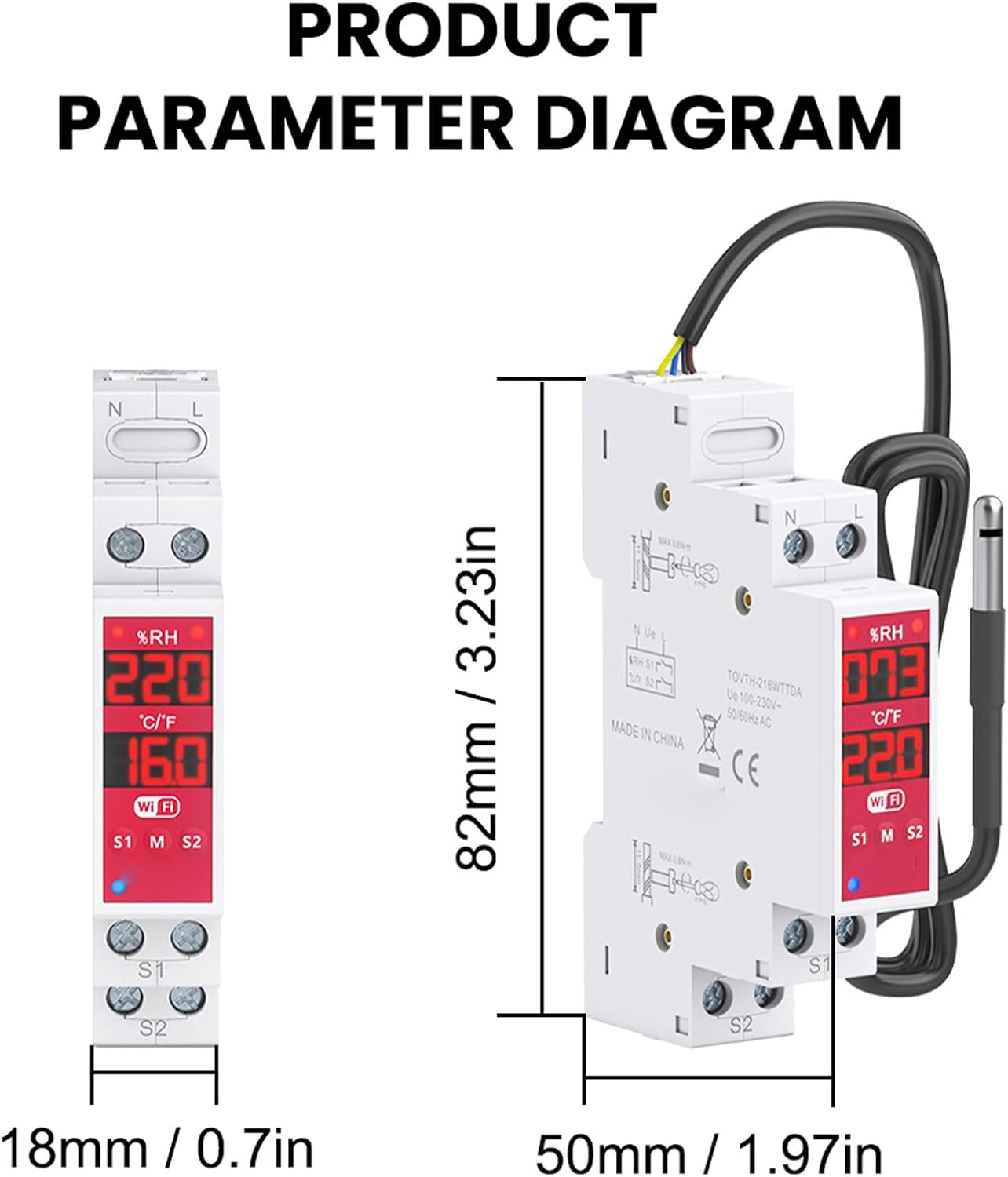 Fafeicy Smart Temperature Humidity Switch WiFi Thermometer Hygrometer with Dual Screen Industrial Sensor for Incubators Breeding Farms HVAC