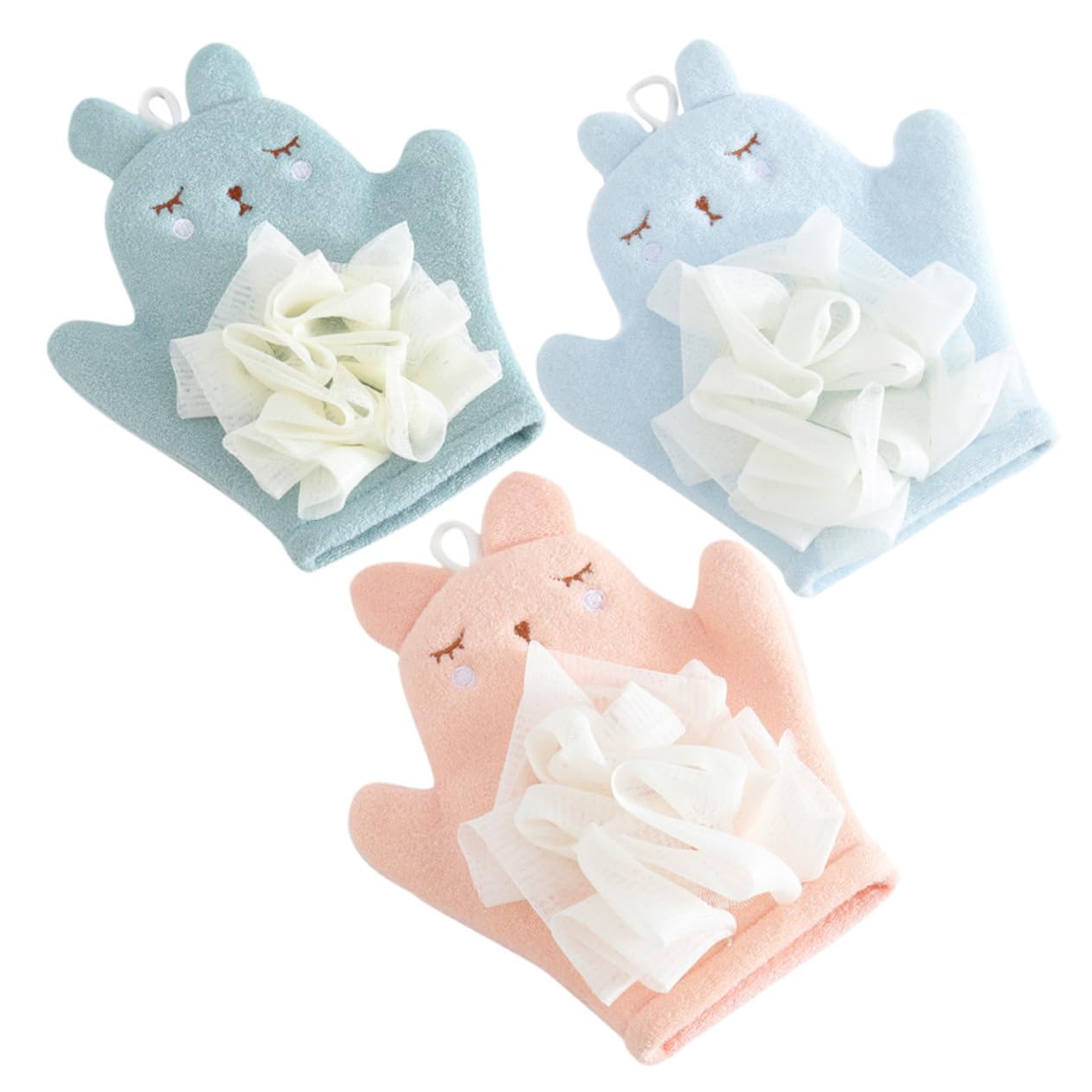 SHERCHPRY 3 Piezas Guante de Baño Exfoliante Profundo para Limpieza Corporal Forma de Conejo Agradable Baño para Uso