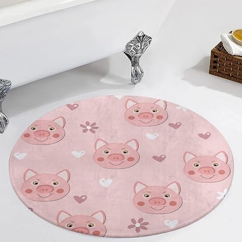 Miniatura 4 de HoaMoya Alfombra redonda con cara de cerdo rosa, animales coloridos, alfombra circular antideslizante, para cocina, sala de estar, dormitorio,