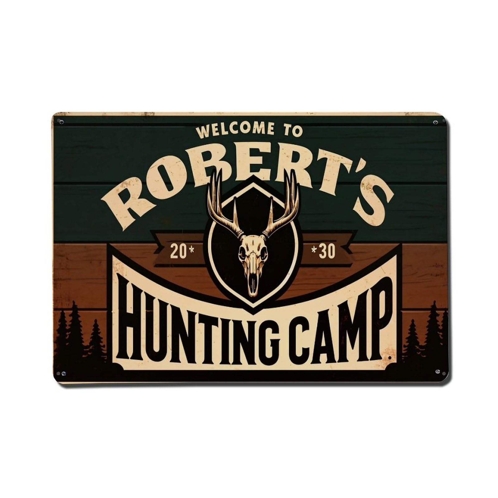 Jdfenggu Vintage Welcome To Roberts Hunting Camp Retro Metal Tin Sign, Metal Poster For Bar, Home, Man Cave, Kitchen, Laundry Room Art Decor 8X12 Inch