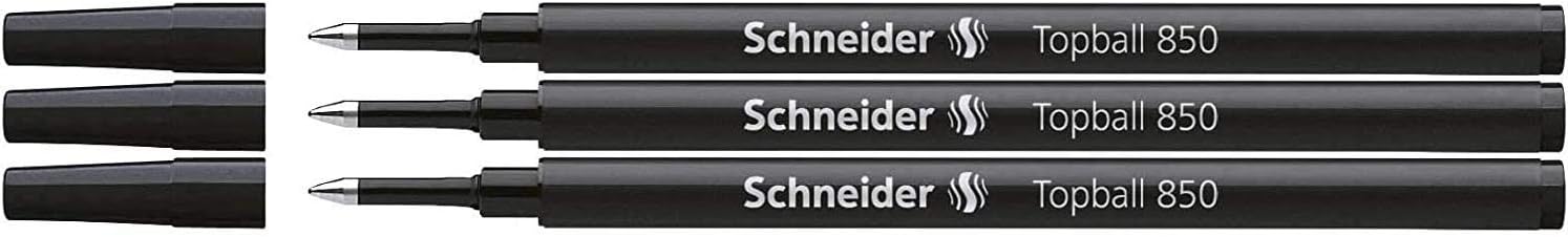 SCHNEIDER 3 x Topball 850 Rollerball Refills Medium Point 05 Black