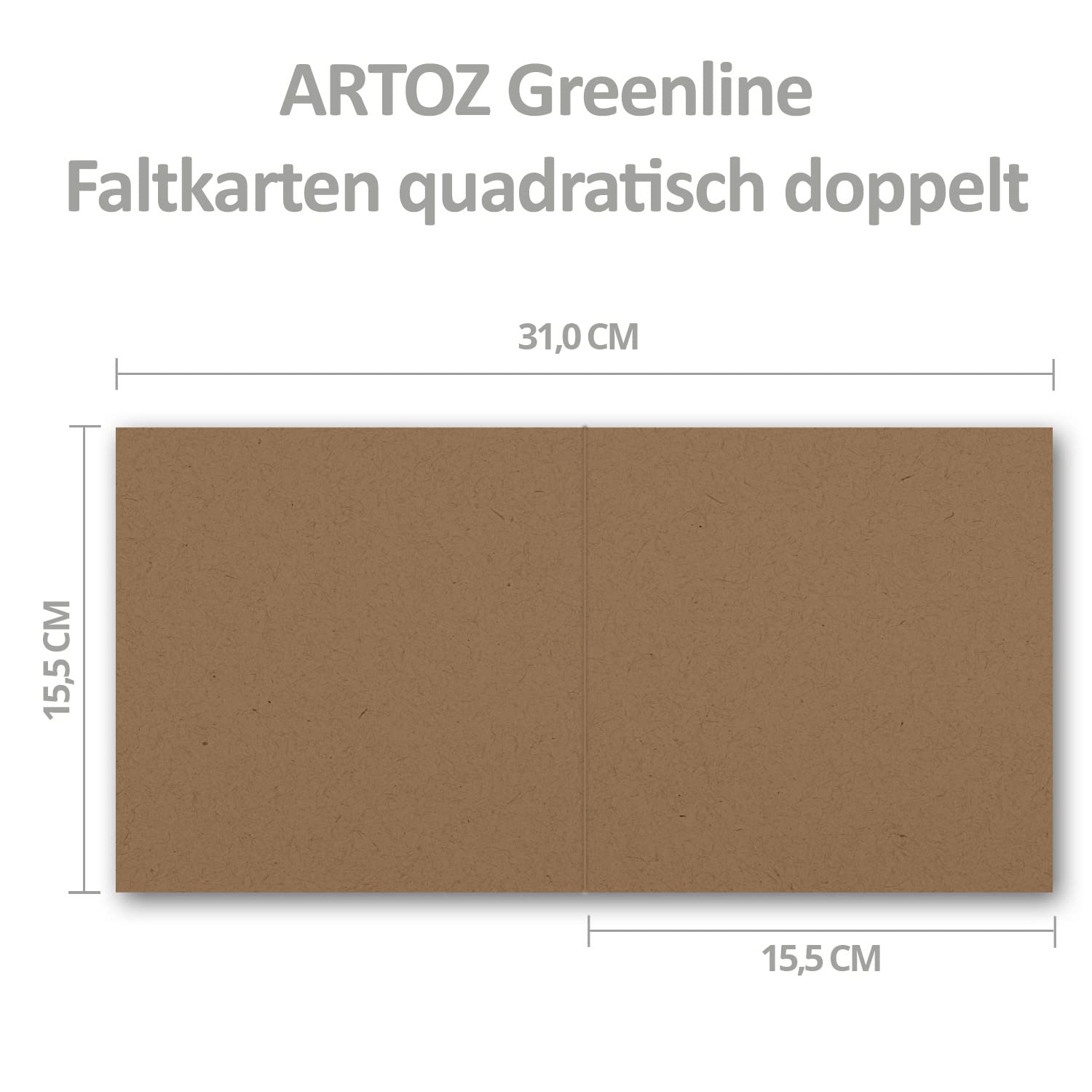 ARTOZ Juego de 75 tarjetas dobles cuadradas y sobres – Color: grocer Kraft (papel kraft marrón oscuro) – Serie Greenline