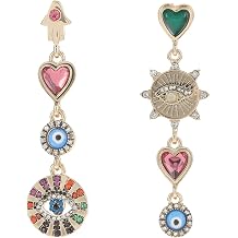 Womens Evil Eye Linear Earrings