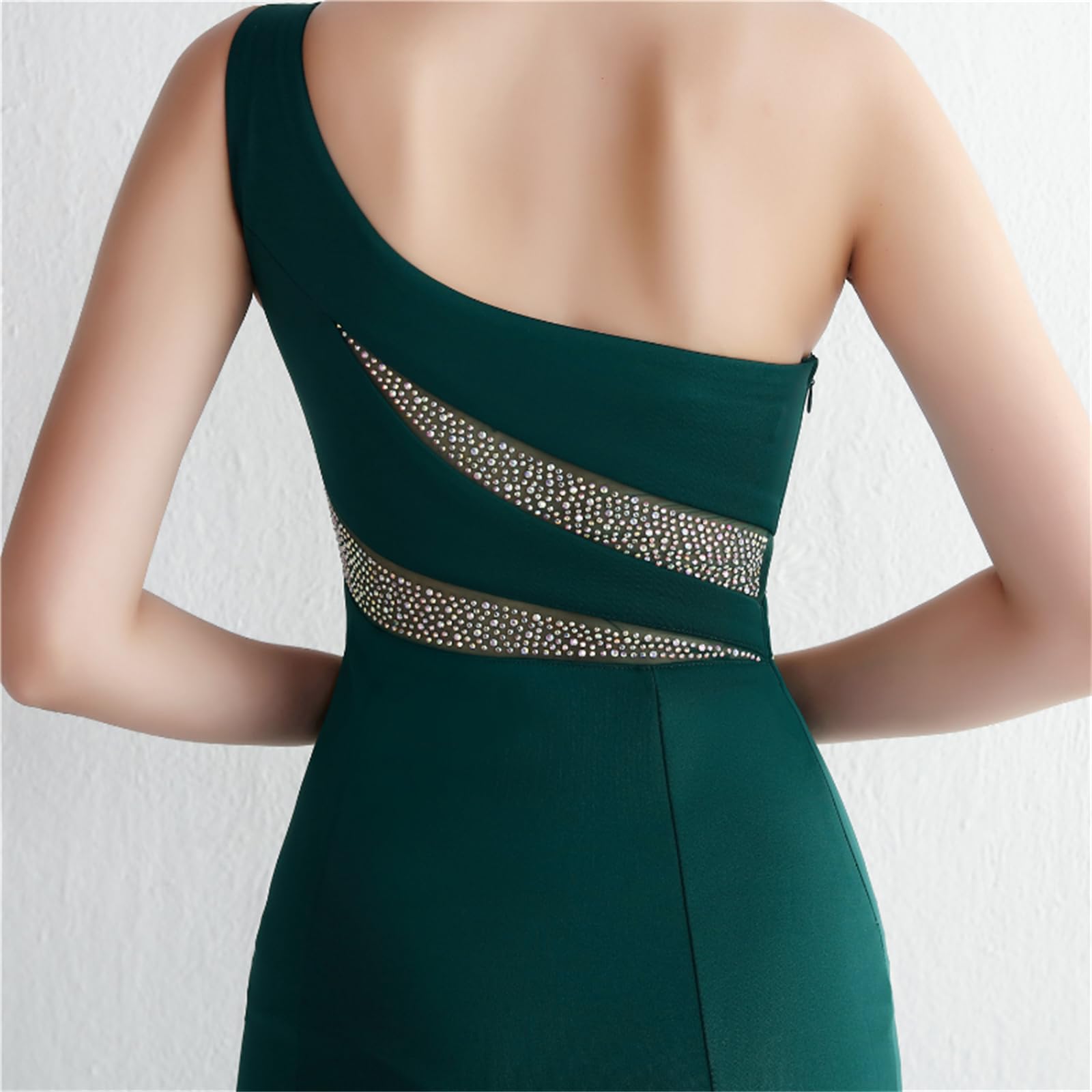 Vestidos largos de verano para mujer, ajustados con diamantes, sexy, con un solo hombro, vestidos de noche para fiesta