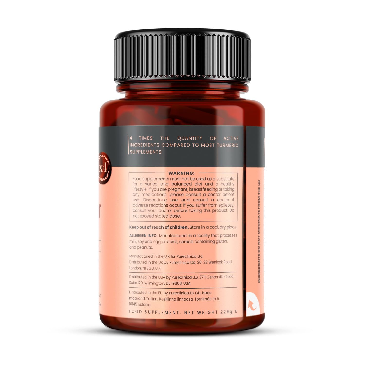 Curcumine de Curcuma - 1000mg x 720 comprimés (4 bouteilles) – Contient 95% de Curcumine – Poudre de racine de Curcuma contenant des curcuminoïdes