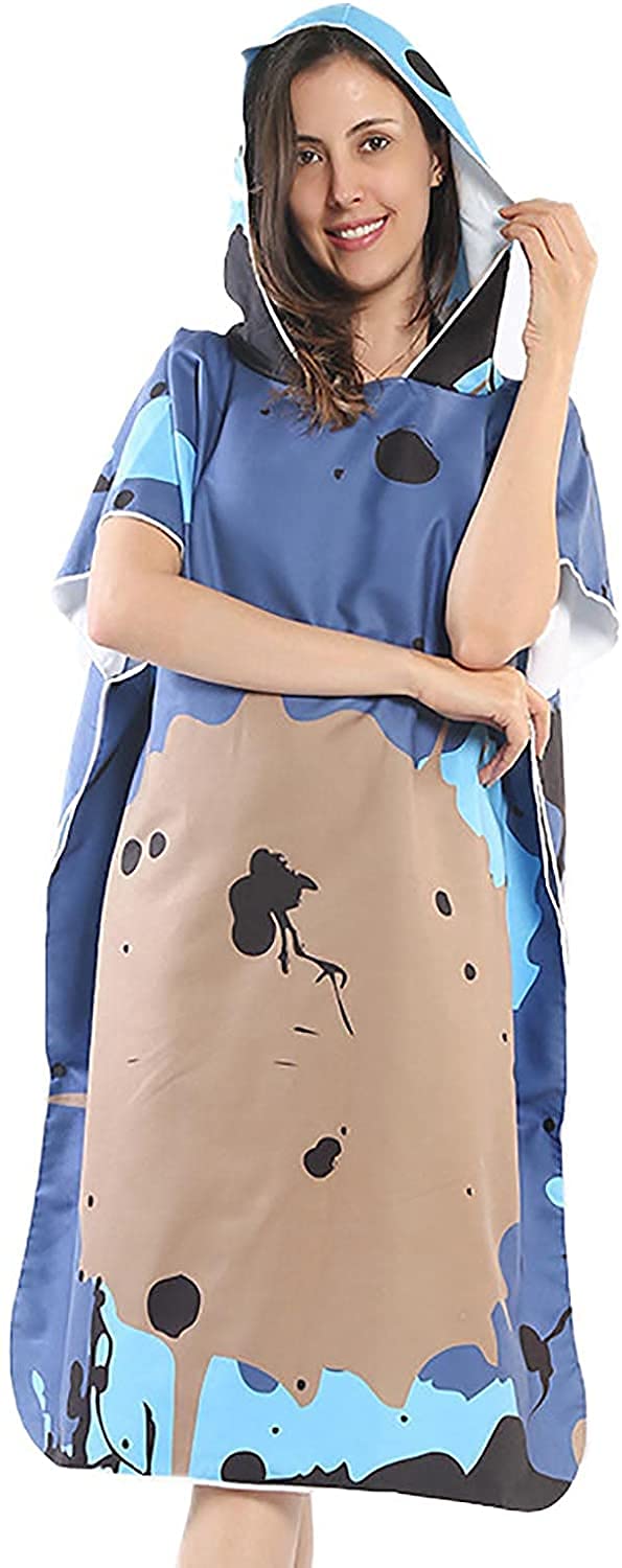 Poncho De Surf Poncho Playa Toalla Deportiva Cambio de bata Poncho con capucha Toalla para baño de playa Natación Surf Toalla cálida de secado rápido Talla única para todos los hombres y mujeres