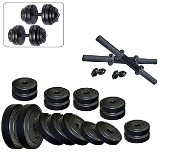 Body Maxx 8Kg-Combo 14 Dumbbells Kit 15 Inches Dumbells Rod (Rubber, Adjustable, Black) - image, photos