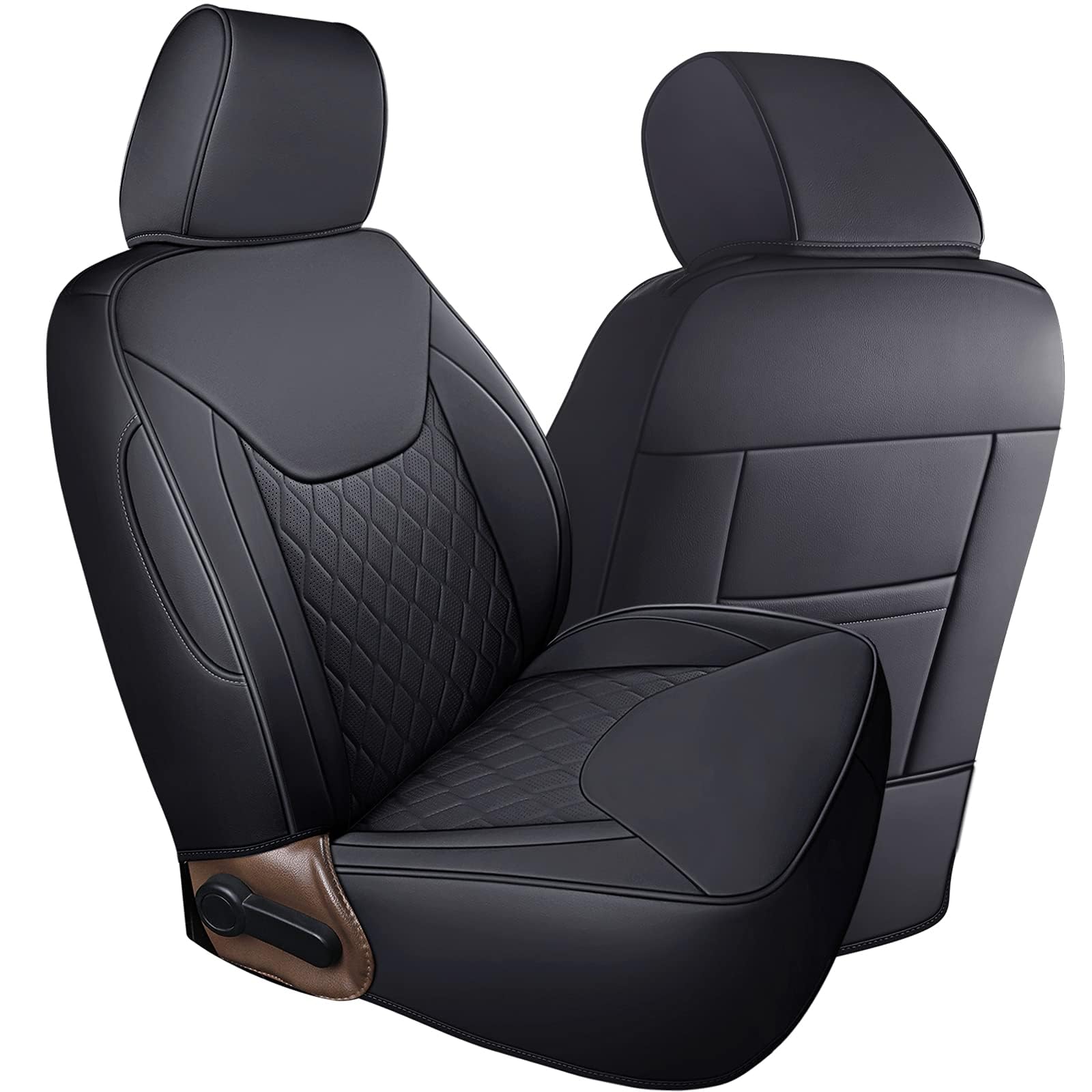 Coverado Housses de siège pour Jeep Wrangler JK – Housses de siège Avant en Cuir pour Camion Wrangler – Housses de siège personnalisées pour Jeep Wrangler 2007 à 2017 2 Portes/4 Portes (Noir)