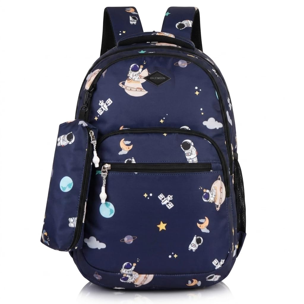 School Bag for Girls Boys | Class 5th to 12th | Daypack Bagpack | 35L College Backpack for Women Men | Three Spacious Compartments with Pouch (Blue)-image-12